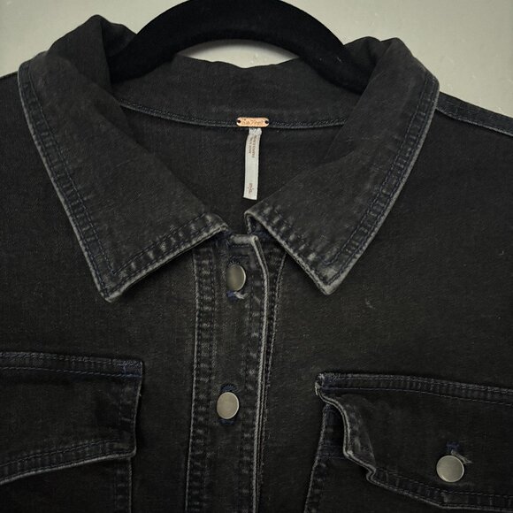 Free People Bo Denim Dress Size Small, Midnight Black Great Condition - Picture 5 of 8